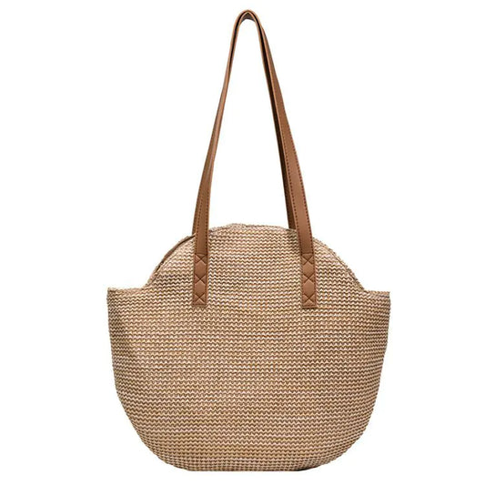 Woven Color Clash Zipper Shoulder Handbag for Women