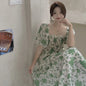 Women's Lace-up Dress with Ruffle Puff Sleeves